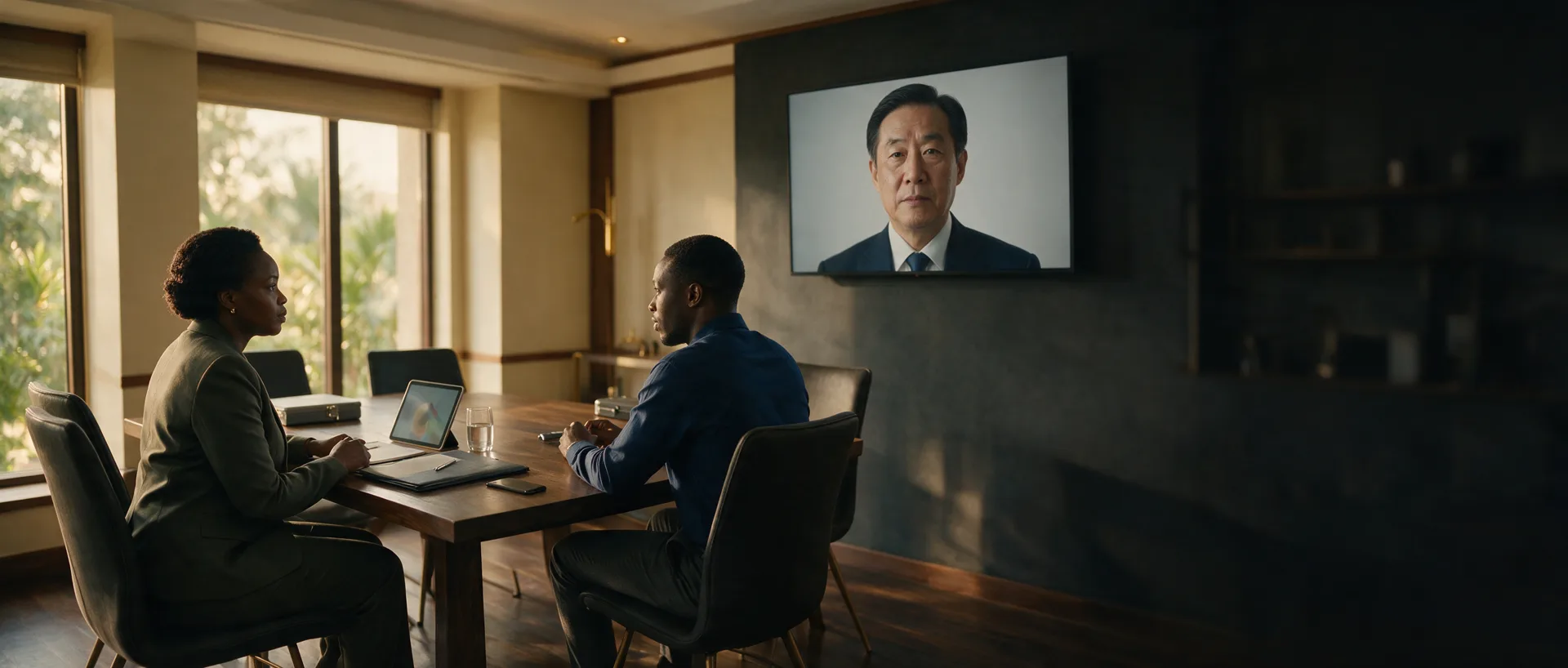 Ubuntu Gold advisers on a video call with an international buyer